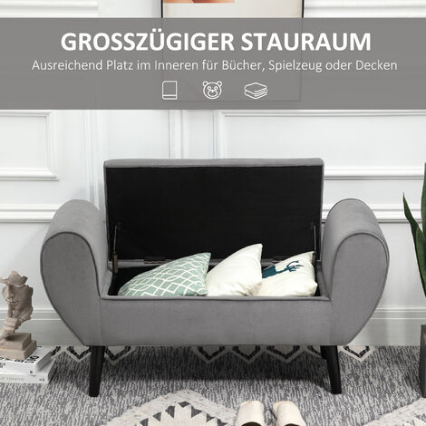HOMCOM Sitzbank Polsterbank mit Stauraum Bettbank mit Armlehne für Flur