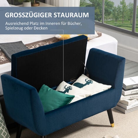 HOMCOM Sitzbank Mit Stauraum - Polsterbank Mit Klappdeckel In Grün | 108x44x43,5cm