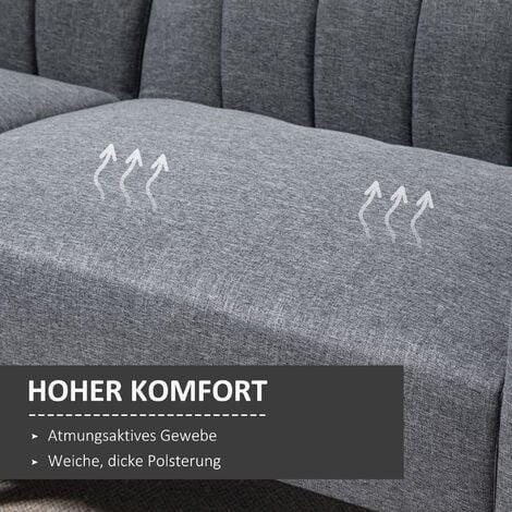 HOMCOM Schlafsofa 2-Sitzer Grau - Verstellbare Rückenlehne | Vom Sofa Zum Bett