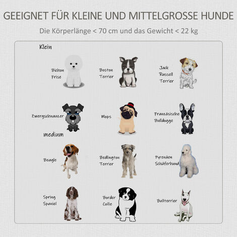 PawHut Hundehütte Hundehaus aus Holz Transportbox Kleintierkäfig für mittelgroße und kleine Hunde erhöhtes Design innen Stahl Grau+Weiß 85 x 55 x 75 cm