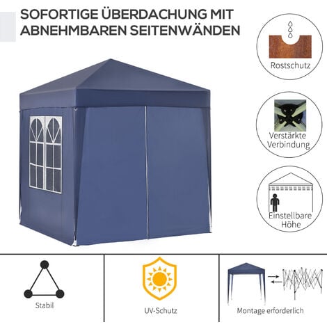 Outsunny Pavillon 2x2m Wasserdicht, Popup Faltpavillon mit 4