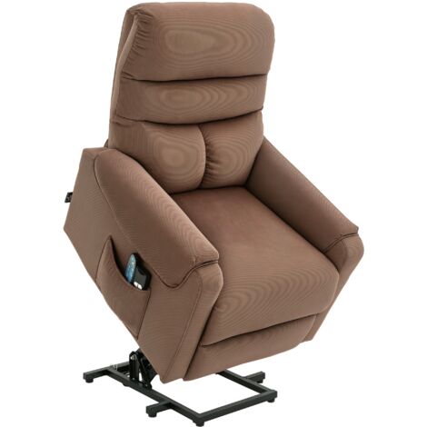 HOMCOM Fernsehsessel mit Aufstehhilfe Elektrisch, Massagesessel mit Liegefunktion und Wärmefunktion, Relaxsessel mit Fernbedienung und Seitentasche Verstellbar Polyester-Gewebe Braun (1/5)