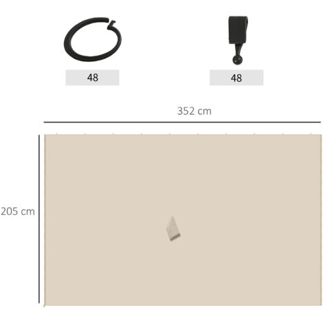 Outsunny Seitenwand 4er Set für 3x4m Pavillon Seitenteile mit Haken 352