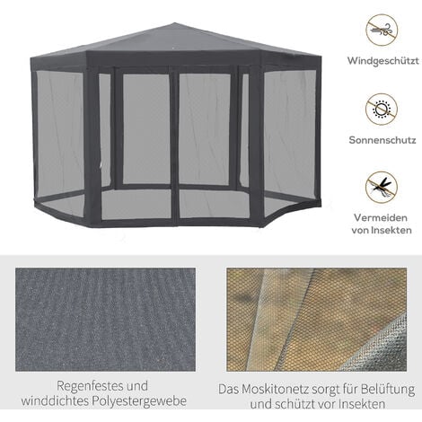 Outsunny Pavillon Gartenpavillon mit Partyzelt Gartenzelt