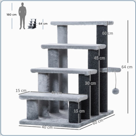 PawHut Hundetreppe 2 In 1 - 4 Stufige Treppe Mit Stauraum Für Sofa Und Bett