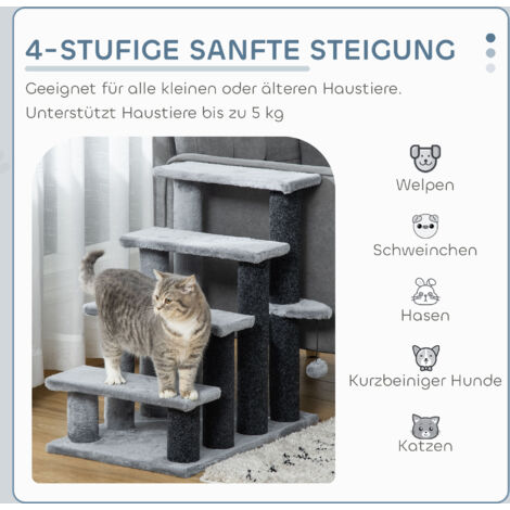 CADUKE Hundetreppe für Bett, robuste Katzentreppe aus Metall und Holz, 4 Stufen Haustiertreppe für alte Katzen, kleine Hunde, Braun und Schwarz, 33 x 85 x 63cm