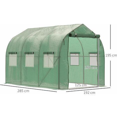 Outsunny Gewächshaus 3x2m – Begehbarer Polytunnel Mit Aufrollbaren Seiten, Mesh-Tür, 6 Fenstern & PE-Abdeckung