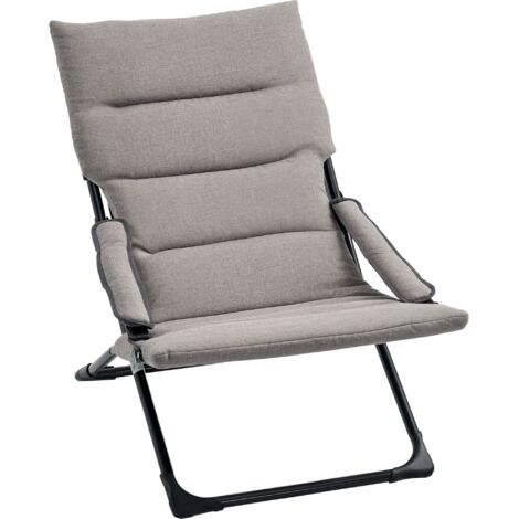 Outsunny Gartenstuhl aus Metall Klappstuhl mit Auflage abnehmbar wetterfest klappbar Campingstuhl Liegestuhl 120kg Belastbarkeit Sitzmöbel für Garten Terrasse Balkon 66B x 94T x 79H cm Grau