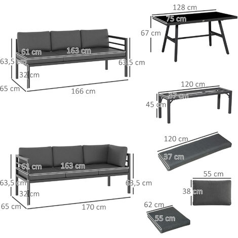 Outsunny 4teiliges GartenmöbelSet mit Beistelltisch Balkonmöbel Set