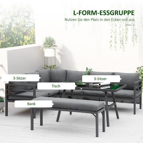 Outsunny 4teiliges GartenmöbelSet mit Beistelltisch Balkonmöbel Set