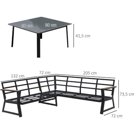 Outsunny 3teiliges GartenmöbelSet mit Beistelltisch Balkonmöbel Set