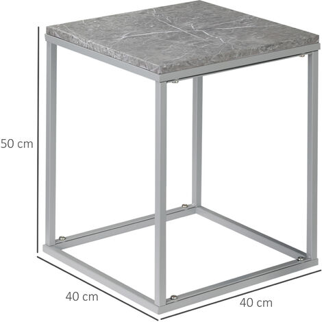 Outsunny Gartentisch Beistelltisch Couchtisch Outdoor Indoor mit Metallgestel für Garten Terrasse Balkon im Industrie-Design stabil Metall Grau 40 x 40 x 50 cm