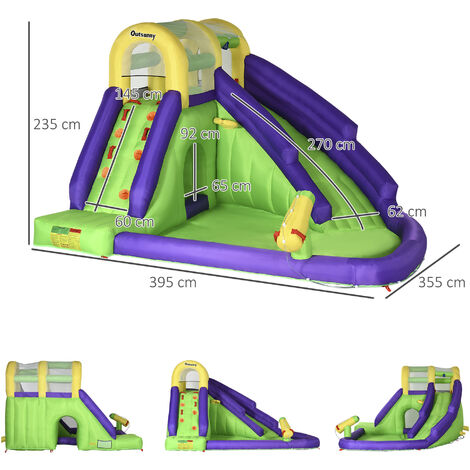 CATCHLUCK Aufblasbare Hüpfburg 4x3m - Mit Rutsche, Trampolin & Basketballkorb
