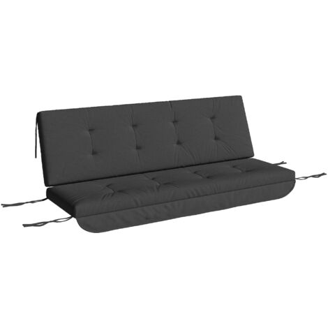 Outsunny Auflagen-Set für Hollywoodschaukel 170 cm Stuhlkissen Schaukelauflage Sitzkissen Gartenschaukel Gartenpolster Rückenkissen Seitenkissen Dunkelgrau