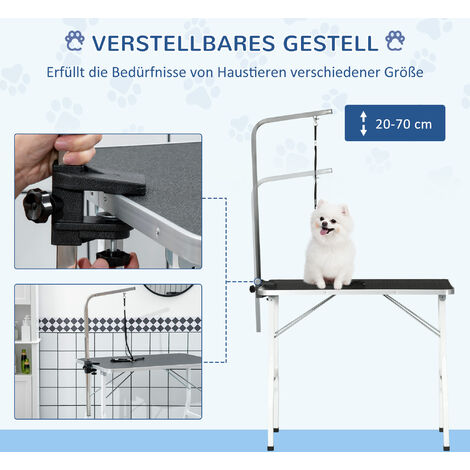 Pawhut Trimmtisch Tierpflegetisch Schertisch Pflegetisch Mit Unterkorb Fuer Hunde Hoehenverstellbar Klappbar Edelstahl Metall Blau 107 X 60 X 170 Cm