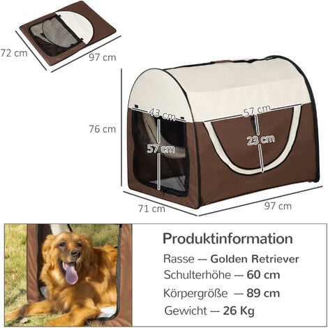 PawHut Hundebox faltbare Hundetransportbox Transportbox für Tier 2 Farben 5 Größen (XXL (97x71x76 cm), Kaffee)