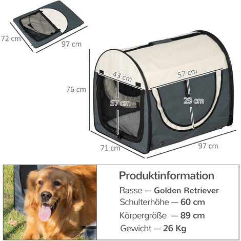 PawHut Hundebox faltbare Hundetransportbox Haustierrucksack mit Kissen  Reisetasche Transportbox für Tier wasserdicht Oxfordstoff Kaffee 97 x 71 x  76 cm