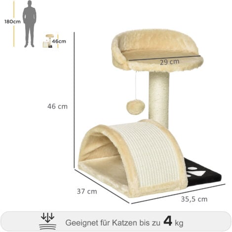 PawHut Kratzbaum Katzenbaum mit Spielbällen Katzenkratzbaum Sisalseil-Kratzstangen Beige 35,5 x 37 x 46 cm