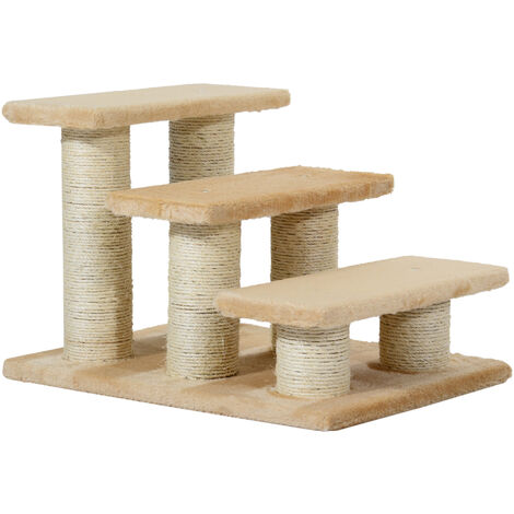PawHut Hundetreppe 3 Stufen 34 cm Hoch Haustiertreppe für Katze Hunde klappbar Katzentreppe Hunderampe Einstiegshilfe für Bett, Sofa, Couch Creme