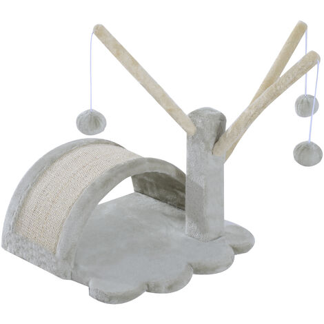 PawHut Kratzbaum 40 cm Kleiner Katzenturm mit Höhle, 2 Spielball, Kratzmatte, Katzenkratzbaum, Kletterbaum, für kleine & große Katzen, Hellgrau