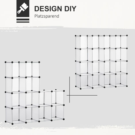 HOMCOM Modulares Regal mit 16 separaten Boxen DIY Schwarz + Weiß