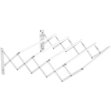 HOMCOM Wäscheständer für Wandmontage ausziehbar klappbar platzsparender Wäschetrockner, Wandwäschetrockner für Innen und Außen, Weiß, 63,5 x 60 x 20 cm