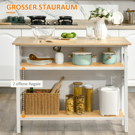 HOMCOM Küchenwagen Weiß - Ausziehbarer Küchenrollwagen Mit Schubladen 111,5x89cm