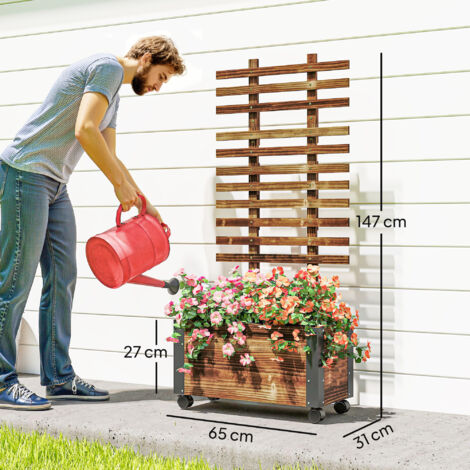 rollbare blumenksten XL Pflanzkbel / Pflanztopf LIKE  58 x H 51 cm - Braun