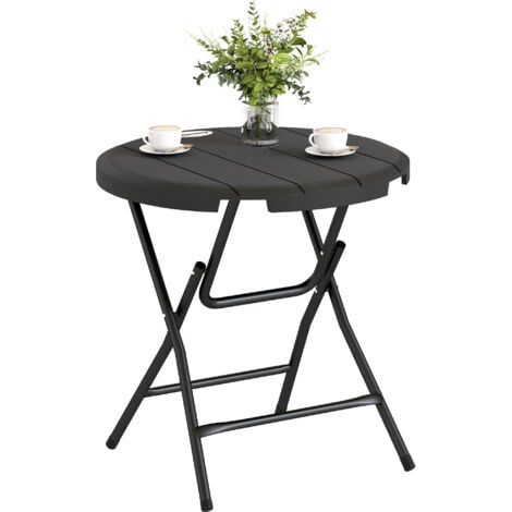 Outsunny Gartentisch klappbar Kunststoff Ø80 cm Wetterfest Klapptisch