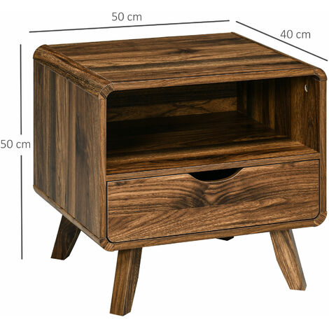 HOMCOM 2-tlg. Wandnachttisch-Set – Mit Schublade, Aus Spanplatte, 45 X 35 X 27,5 Cm, Natur