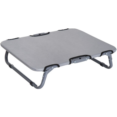 PawHut Hundeliege Outdoor, klappbar Erhöhtes Hundebett für kleine Hunde, Kühlendes Haustierliege mit Stahlrahmen, Haustierbett für Draußen Camping, 59 x 46 x 15 cm, Grau