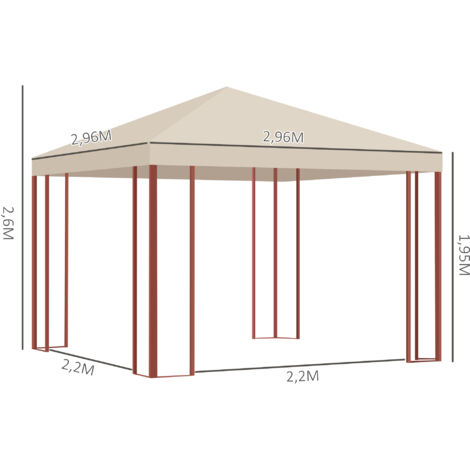 Garten-Pavillon / Sonnensegel 150 X 270 Cm, Pfirsichbeige – Wasserdichter Schattenspender Mit Stoffschlaufen