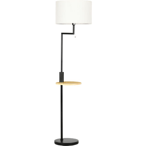 HOMCOM Stehlampe Wohnzimmer mit Regal, Stehleuchte Standleuchte mit E27 Fassung für Wohnzimmer Schlafzimmer, exkl. Glühbirne