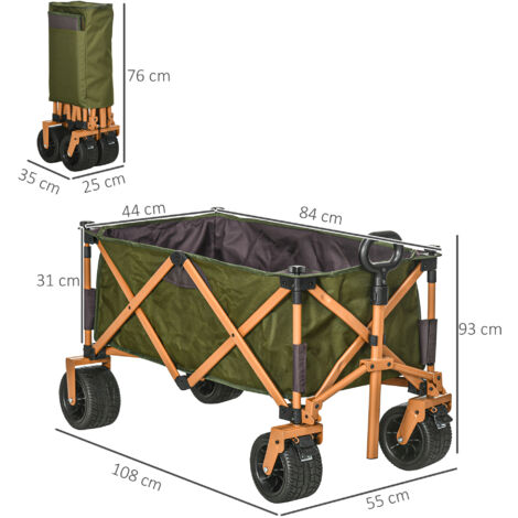 Outsunny Strandwagen Faltbar – 120 Kg Belastbar, 62 Liter Volumen, All-Terrain-Räder