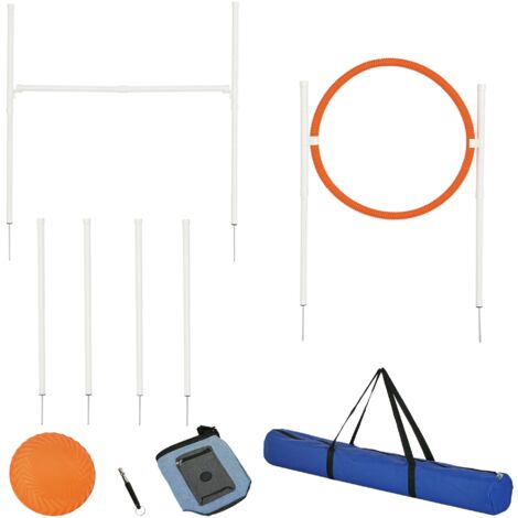 Agility Set Hunde, Agility-Ausrüstung Für Hunde, Pet Agility Trainingsgeraten Haustier Trainingsset Mit Hundetunnel Slalomstangen Einstellbar Sprungring Yardin 80496982