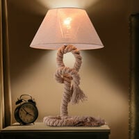 HOMCOM Tischlampe Taulampe Hanfseil Lampenschirm Industrie Vintage E27 40 W Wohnzimmer Schlafzimmer beige 40 x 40 x 65 cm (ohne Leuchtmittel)