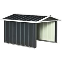 Outsunny Mähroboter Garage aus verzinkte Stahl Überdachung mit Satteldach, wetterfest Garage für Rasenmäher Unterstand Rasenroboter Carport, 86 x 100 x 63cm, Dunkelgrau