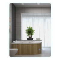 kleankin Badspiegel mit Beleuchtung 70 x 50 cm Rechteckiger LED Spiegel Wandspiegel mit Touchschalter, Memory-Funktion Lichtspiegel Beschlagfrei mit 3 Lichtfarben Weiß+Transparent