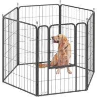 PawHut Welpenlaufstall 6-eckig Welpenauslauf mit 6 Gitterplatten Tür flexibel faltbar Schutzplane Freilaufgehege 100cm hoch Hundelaufstall Welpengitter für Hund Katze Laufgitter für drinnen draußen