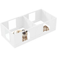 PawHut Wurfkiste für Welpen, Welpenauslauf mit 2-Raum-Design, Hundelaufstall mit Tür Welpen-Wurfbox, Welpenlaufstall für kleine Hunde, 164x80x48 cm, Weiß