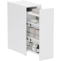 HOMCOM Nischenschrank Badezimmerschrank schmal, Toilettenschrank mit Rad, Schublade inkl. 4 tiefe Fächer, Beistellschrank Badschrank für kleine Räume, Wohnzimmer, Badezimmer, 47 x 25 x 66,5 cm Weiß