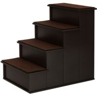 PawHut Haustiertreppe 4-stufige Hundetreppe Katzentreppe Einstiegshilfe mit rutschfester Matte Haustierleiter für Auto Bett Sofa Dunkelbraun 40 x 59 x 54,2 cm