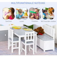 HOMCOM® 4-tlg.Kindersitzgruppe Kindertisch Kinderstuhl Kinderbank