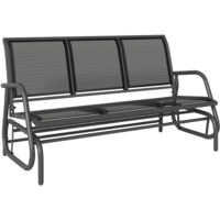 Outsunny 3-Sitzer Schaukelstuhl Gartenbank mit Schaukelmechanismus Gartenschaukel Sitzbank aus Metall Parkbank bis 300 kg belastbar Gartenmöbel für Garten, Terrasse, 147 x 70 x 85 cm Dunkelgrau