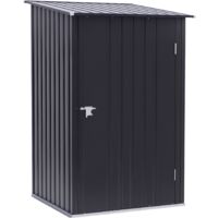 Outsunny Metall Gerätehaus 1,6m³ 100x103x160cm Geräteschuppen mit Pultdach Abschließbarer Tür wetterfest Gartenhaus Outdoor Schuppen Schrank für Garten Außenbereich, Dunkelgrau