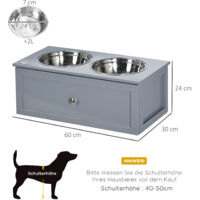 PawHut Erhöhter Hundenapf Mit Slow Feeder – 2 Edelstahlschalen, Schublade, Für Große Hunde, Schwarz