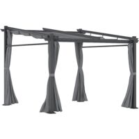Outsunny Terrassendach Pergola ca. 3x3m Terrassendachung Garten Pavillon Aluminium, Wandmontage, Gartenpavillon mit Verstellbares Dach, UV Schutz, Sonnenschutz für Terrasse und Garten, Dunkelgrau