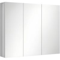 kleankin Spiegelschrank, Badezimmerschrank mit 3 Glastüren, Hängeschrank, Aufbewahrungsschrank mit 5 Ablagen, Badschrank, Wandschrank, Edelstahl, Silber, 70 x 12 x 55 cm