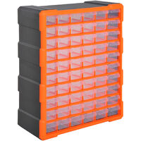 DURHAND Sortierkasten Kleinteilemagazin Teile Box Aufbewahrungsbox 60 Fächer Orange L38 x B16 x H47,5 cm
