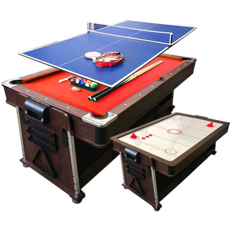 Tavolo da biliardo 7 piedi Multi-gioco rosso Air Hockey + Ping pong – Mattew